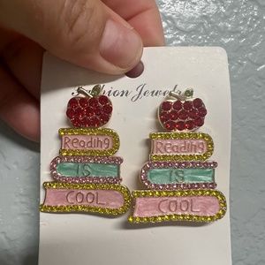 Book earrings apple earrings